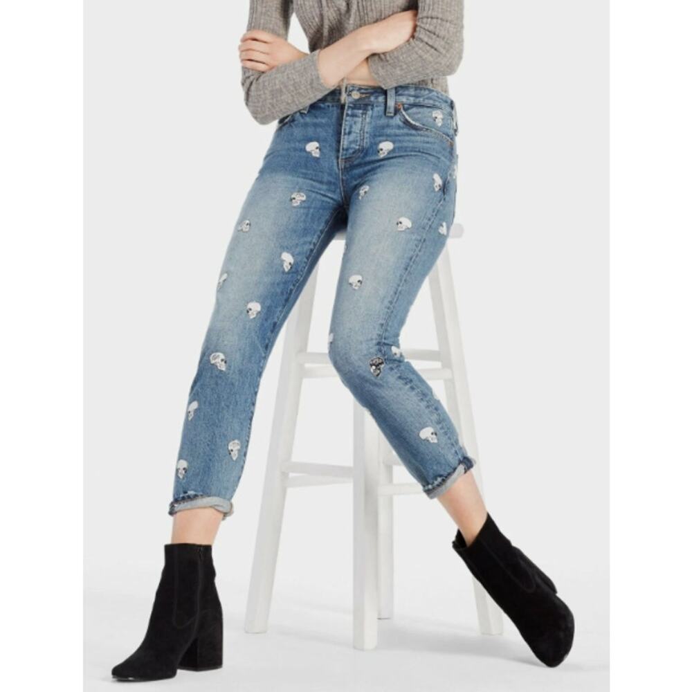 Lucky Brand x Lot Stock And Barrel Sienna Slim Boyfriend Jeans Skulls 8 29